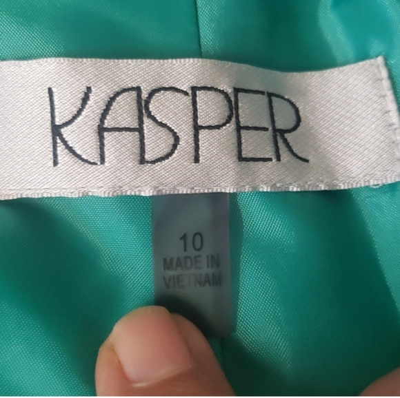 KASPER Green Single Button Blazer Jacket Made In Vietnam Women's Size 10 - Picture 8 of 15